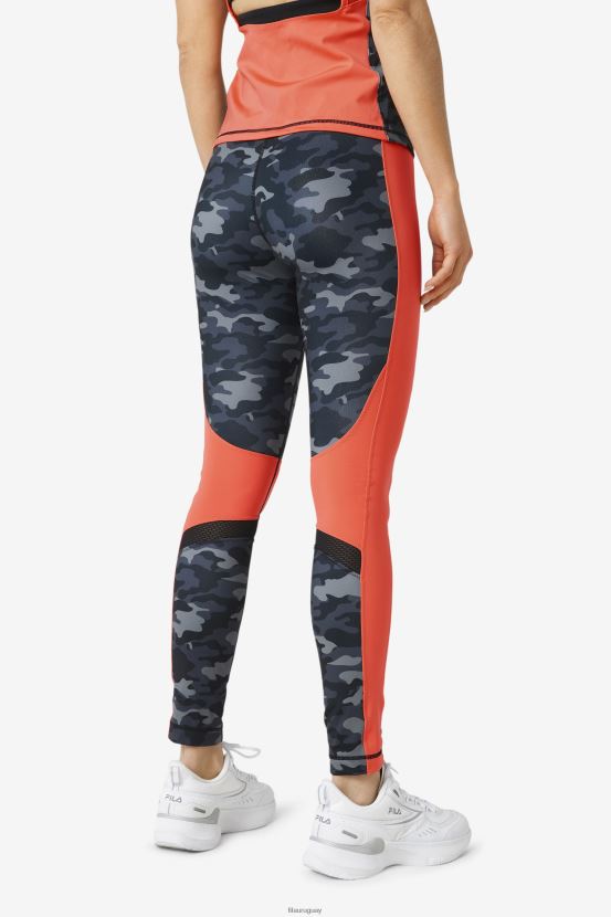 camuflaje oscuro/coral intenso/negro FILA legging forza color block fila dark camo/coral/black 6L8PR21976