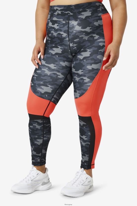 camuflaje oscuro/coral intenso/negro FILA legging forza color block fila dark camo/hot coral/black 6L8PR22000