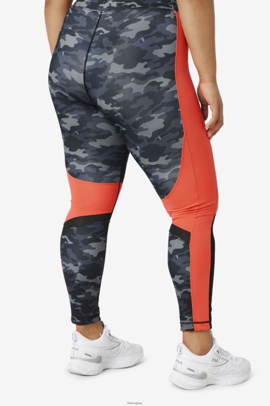 camuflaje oscuro/coral intenso/negro FILA legging forza color block fila dark camo/hot coral/black 6L8PR22000