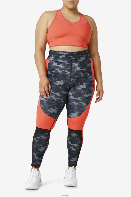 camuflaje oscuro/coral intenso/negro FILA legging forza color block fila dark camo/hot coral/black 6L8PR22000