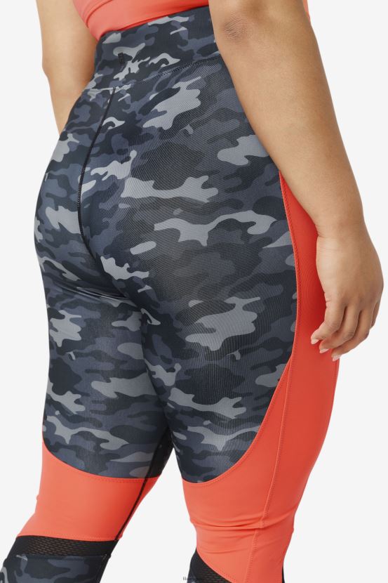 camuflaje oscuro/coral intenso/negro FILA legging forza color block fila dark camo/hot coral/black 6L8PR22000