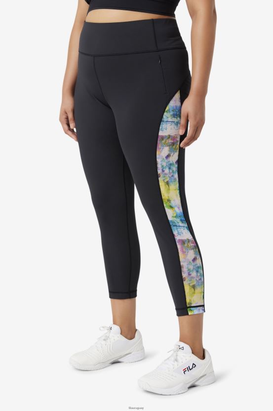 negro/teñido anudado FILA leggings forza contrast 7/8 negro/teñido anudado fila 6L8PR21979