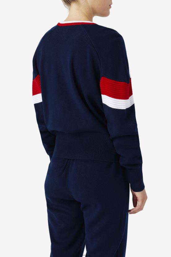 azul marino/rojo/blanco FILA frankie knit crew fila azul marino/rojo/blanco 6L8PR21490
