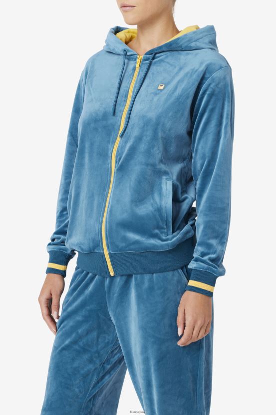coral azul/plátano FILA fila tove velour sudadera con capucha y cremallera completa azul coral/banana 6L8PR21507