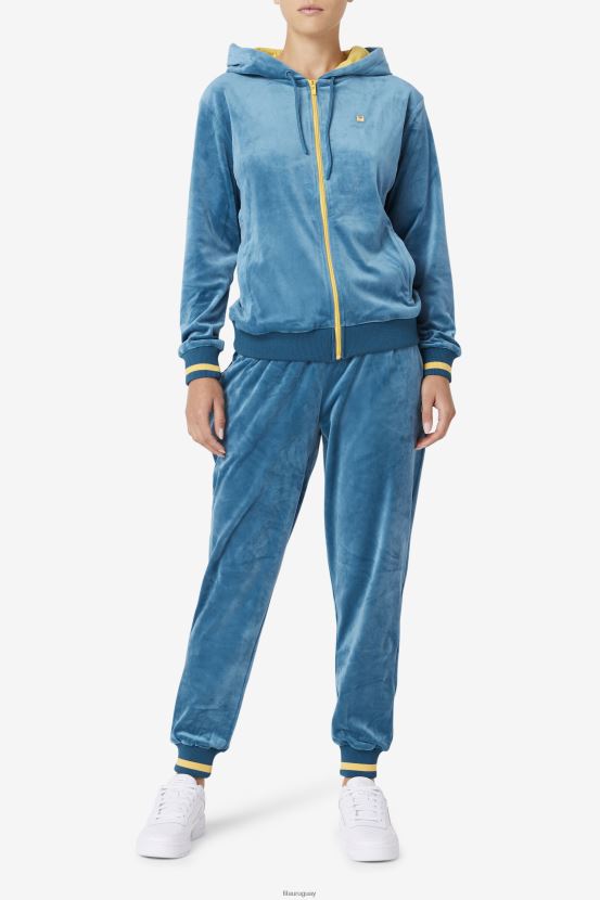 coral azul/plátano FILA fila tove velour sudadera con capucha y cremallera completa azul coral/banana 6L8PR21507
