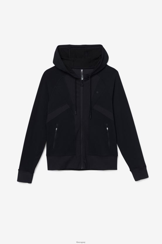 negro FILA sudadera fila fi-lux textura negra con cremallera completa 6L8PR21932
