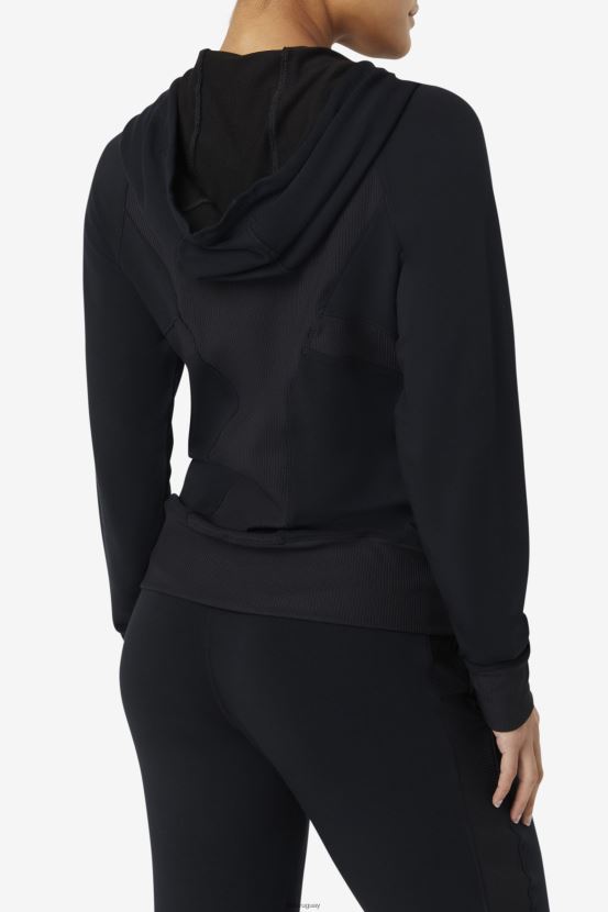 negro FILA sudadera fila fi-lux textura negra con cremallera completa 6L8PR21932