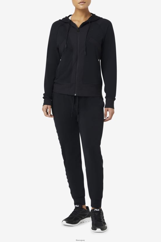 negro FILA sudadera fila fi-lux textura negra con cremallera completa 6L8PR21932