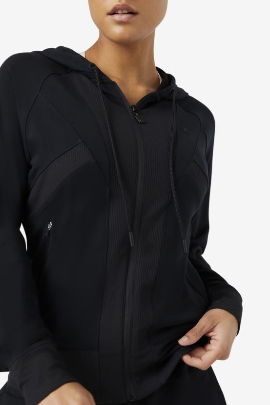 negro FILA sudadera fila fi-lux textura negra con cremallera completa 6L8PR21932