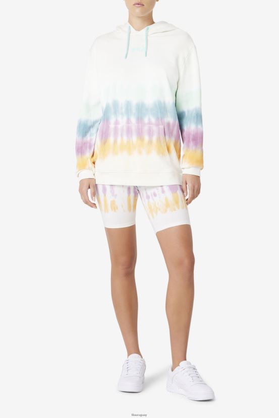 teñido anudado blanco FILA sudadera con capucha aerolynn tie-dye fila tie-dye blanca 6L8PR21529