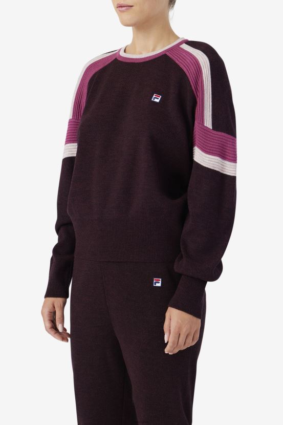 vino de uva/colorete/popurrí FILA fila frankie knit crew vino de uva/rojo/popurrí 6L8PR21489