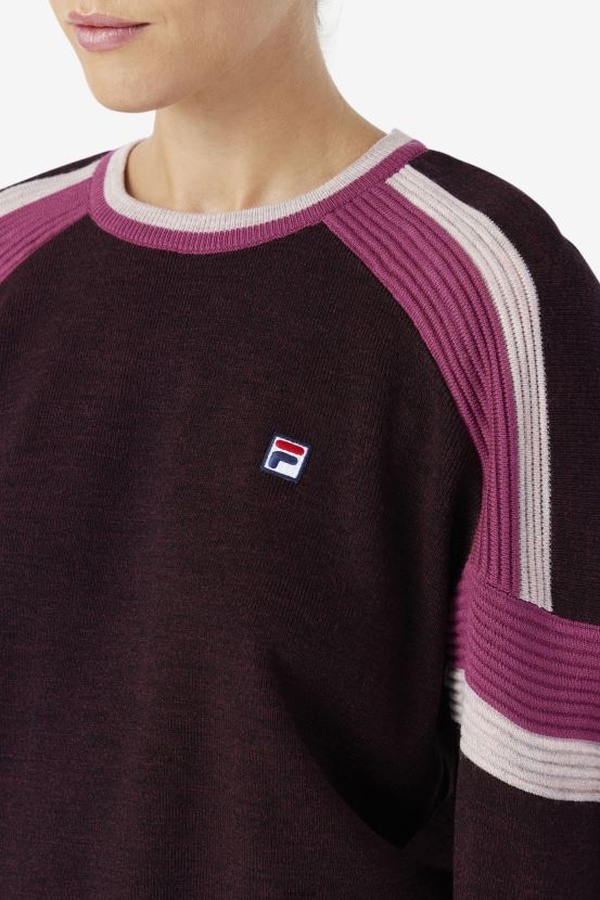 vino de uva/colorete/popurrí FILA fila frankie knit crew vino de uva/rojo/popurrí 6L8PR21489