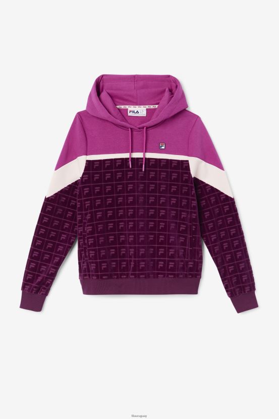 vino de uva/colorete/popurrí FILA lorri velour sudadera con capucha uva vino/rouge/potpourri fila 6L8PR21487