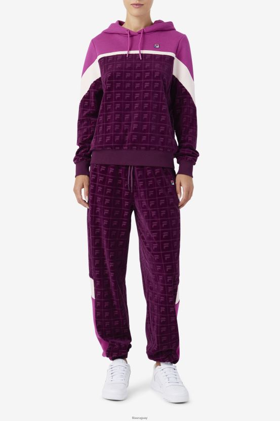 vino de uva/colorete/popurrí FILA lorri velour sudadera con capucha uva vino/rouge/potpourri fila 6L8PR21487