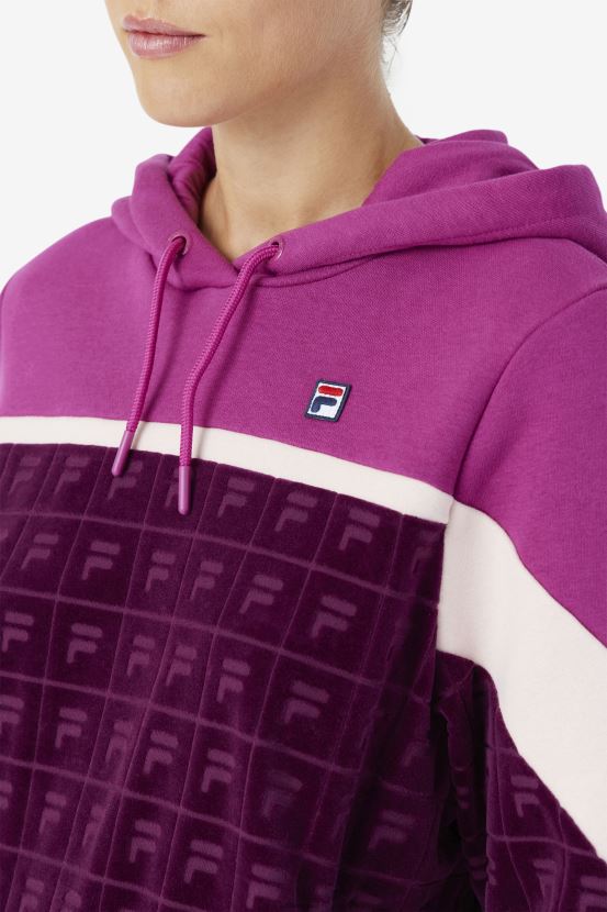 vino de uva/colorete/popurrí FILA lorri velour sudadera con capucha uva vino/rouge/potpourri fila 6L8PR21487