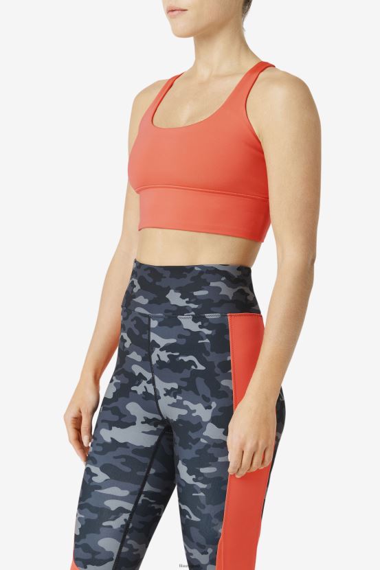 coral caliente FILA top sujetador con espalda cruzada uplift fila hot coral 6L8PR21790