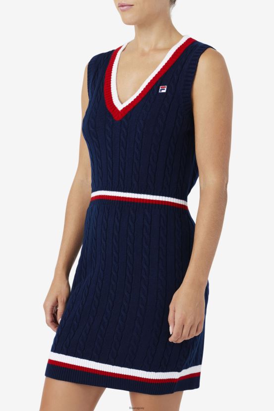 azul marino/rojo/blanco FILA vestido de punto fila darian suéter azul marino/rojo/blanco 6L8PR21543