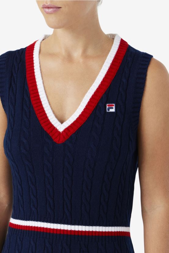 azul marino/rojo/blanco FILA vestido de punto fila darian suéter azul marino/rojo/blanco 6L8PR21543