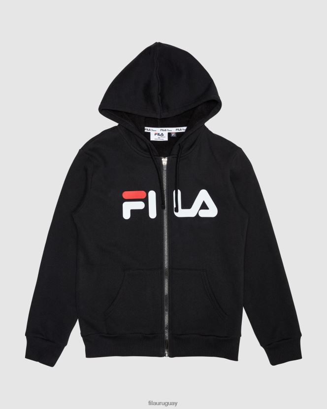 negro FILA sudadera con capucha y cremallera clásica para niños fila negra 6L8PR23101