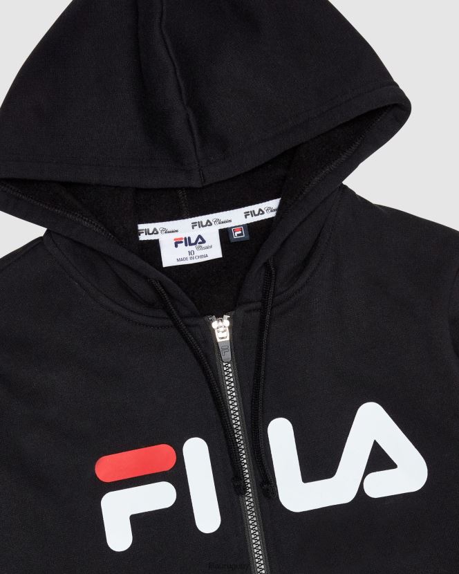 negro FILA sudadera con capucha y cremallera clásica para niños fila negra 6L8PR23101